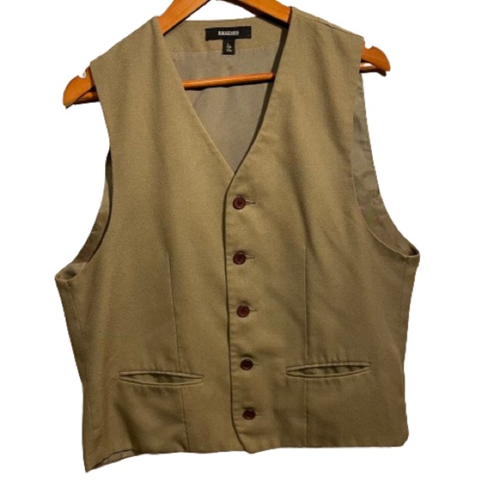 J Riggings Mens Tan Vest 5 Button Size L Tan Lining Back Casual Formal